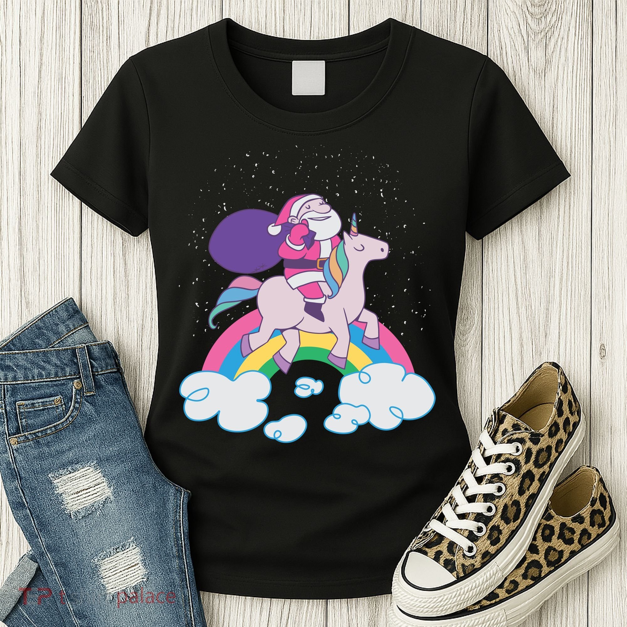 Santa Riding Unicorn Women's T-Shirt