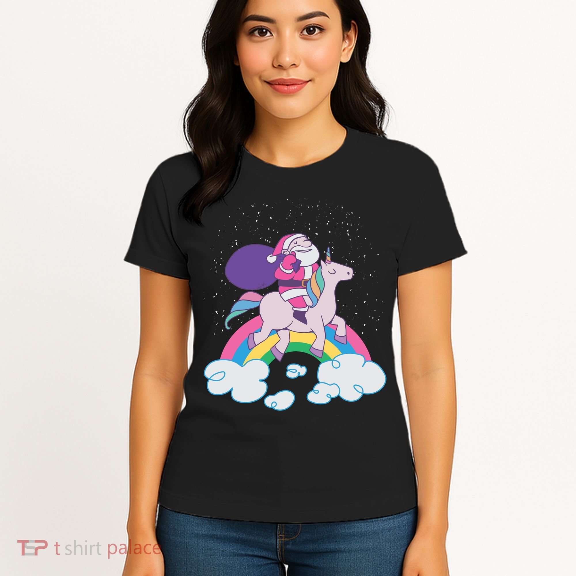 Santa Riding Unicorn Women's T-Shirt