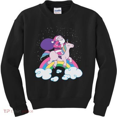Santa Riding Unicorn Kids Sweatshirt