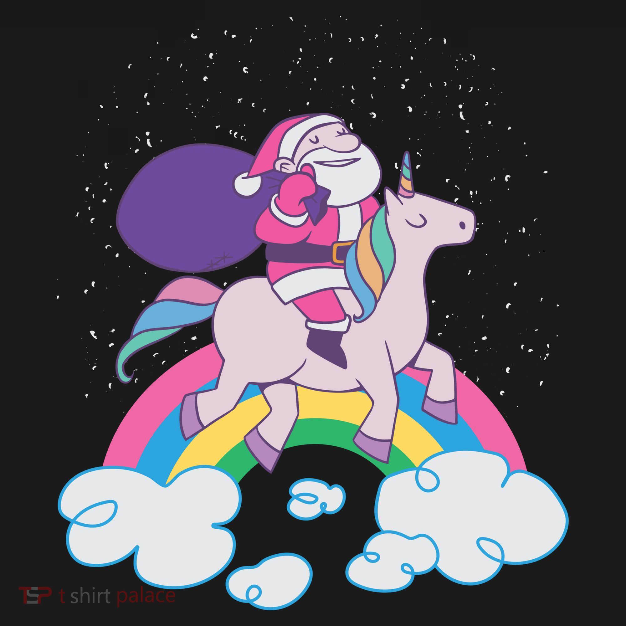 Santa Riding Unicorn Kids Long Sleeve Shirt