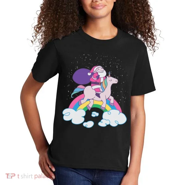 Santa Riding Unicorn Kids T-Shirt