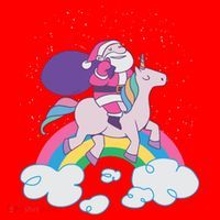Santa Riding Unicorn Santa Hat thumb 1