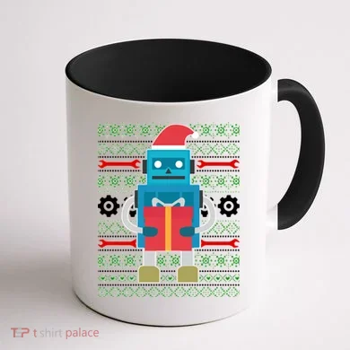 Santa Robot Ugly Christmas Coffee Mug back