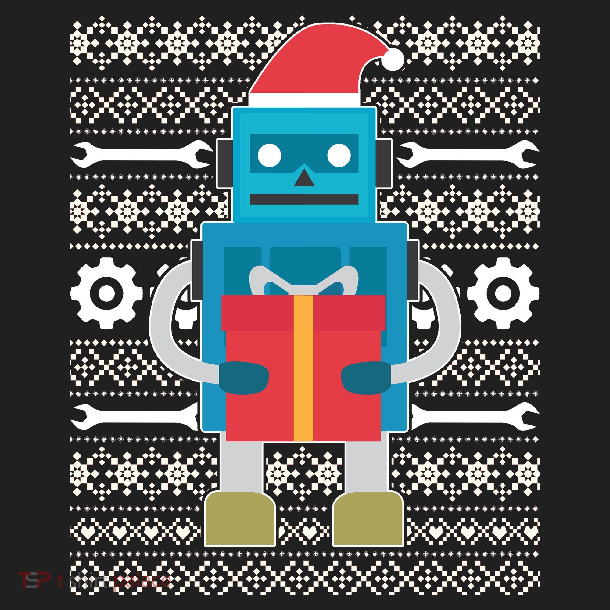 Santa Robot Ugly Christmas Golf Towel