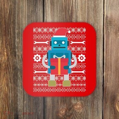 Santa Robot Ugly Christmas Coaster