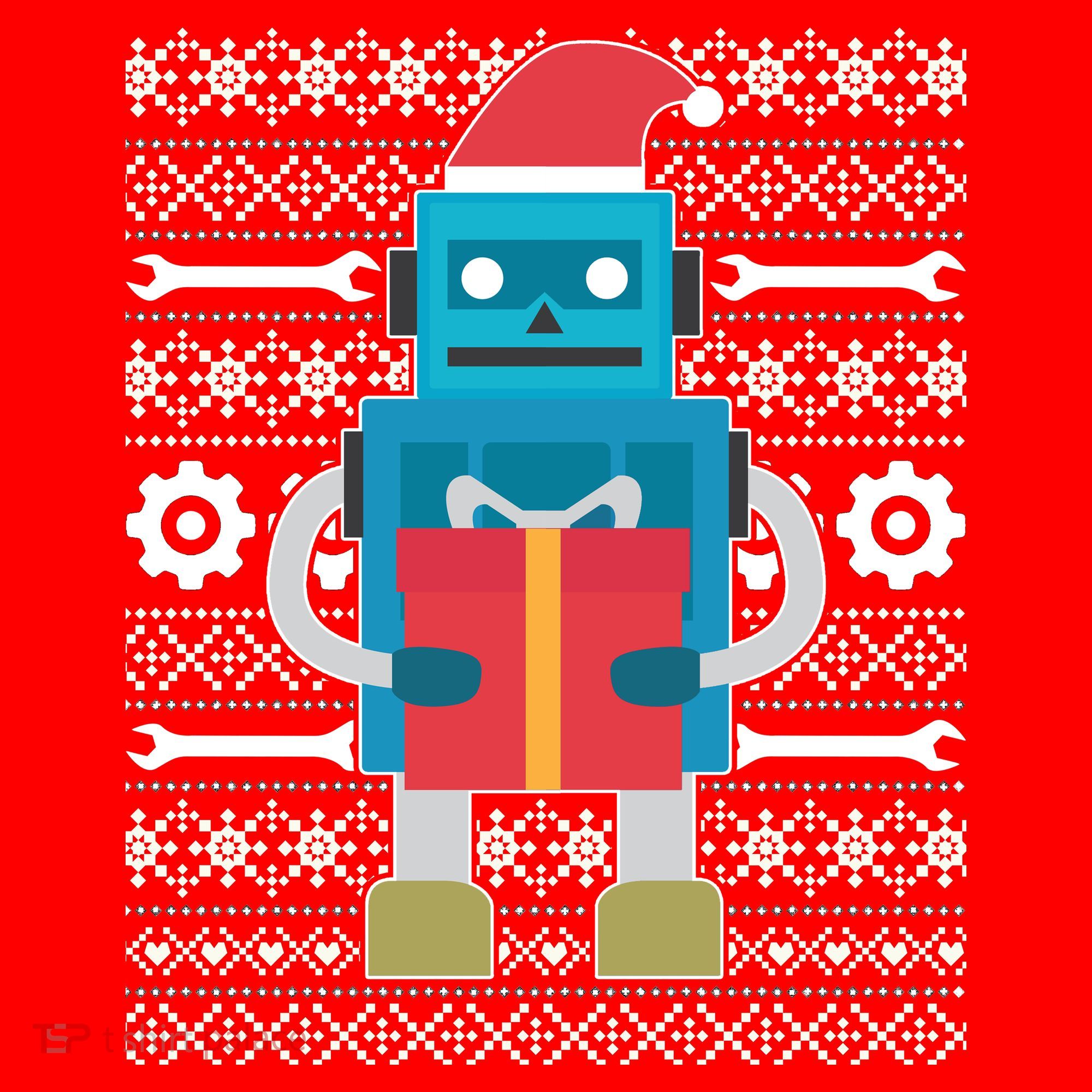 Santa Robot Ugly Christmas Baby Bodysuit