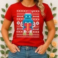 Santa Robot Ugly Christmas Women's T-Shirt thumb 2
