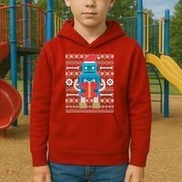 Santa Robot Ugly Christmas Kids Hoodie thumb 2