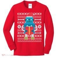 Santa Robot Ugly Christmas Kids Long Sleeve Shirt thumb 0
