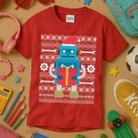 Santa Robot Ugly Christmas Kids T-Shirt thumb 3