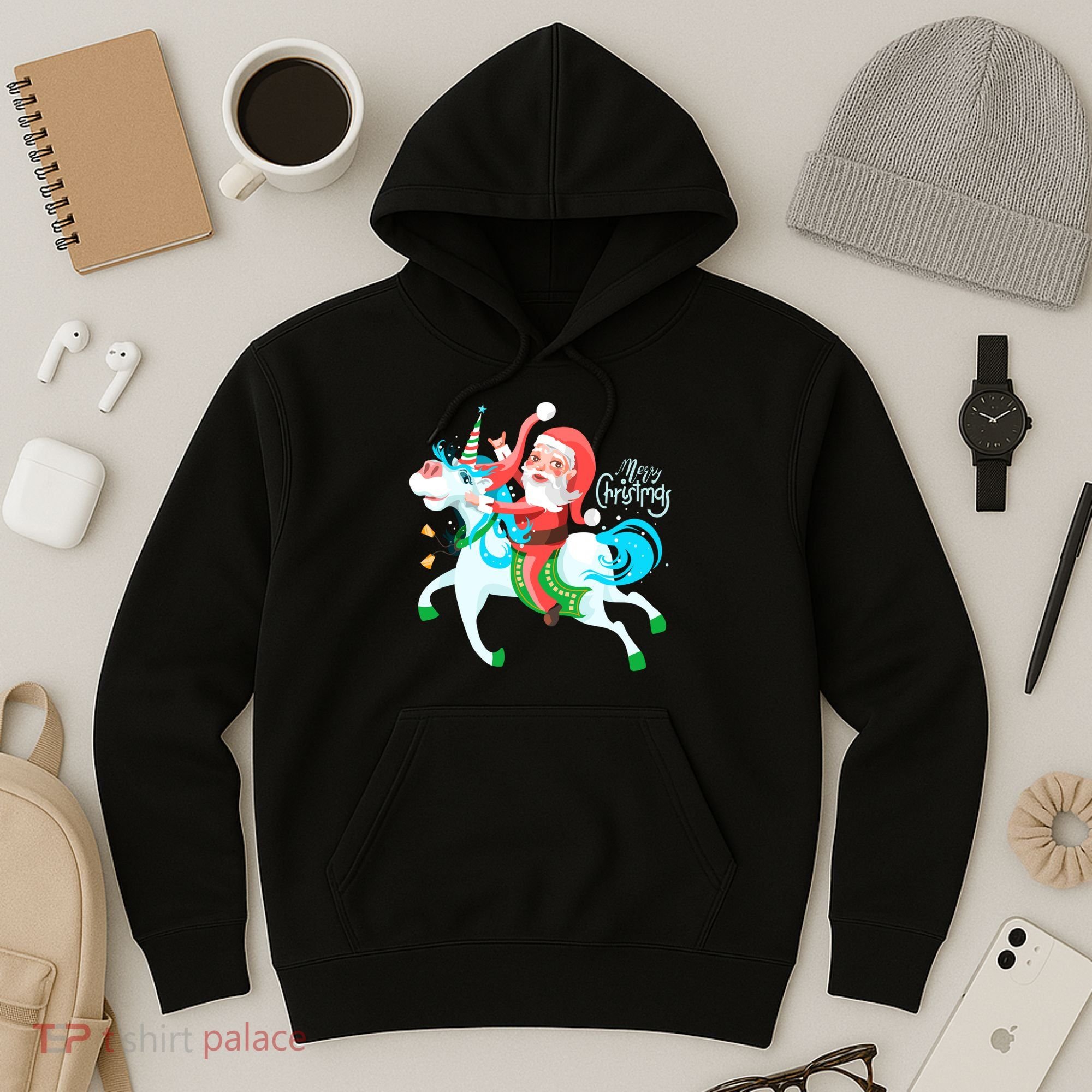 Santa Rocker Unicorn Hoodie