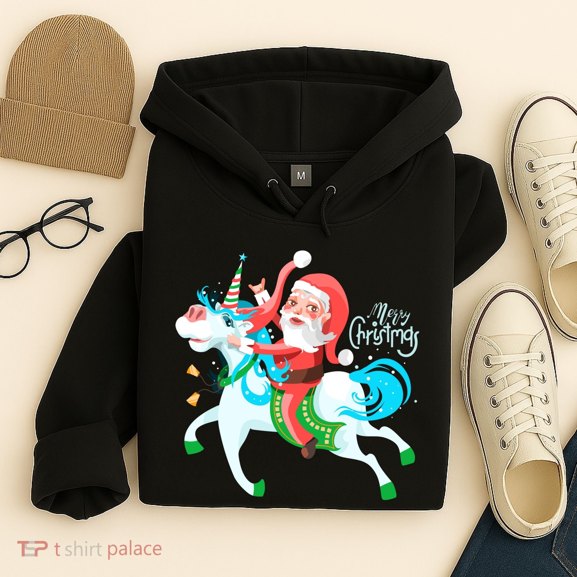 Santa Rocker Unicorn Hoodie