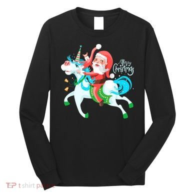 Santa Rocker Unicorn Long Sleeve Shirt