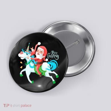 Santa Rocker Unicorn Button