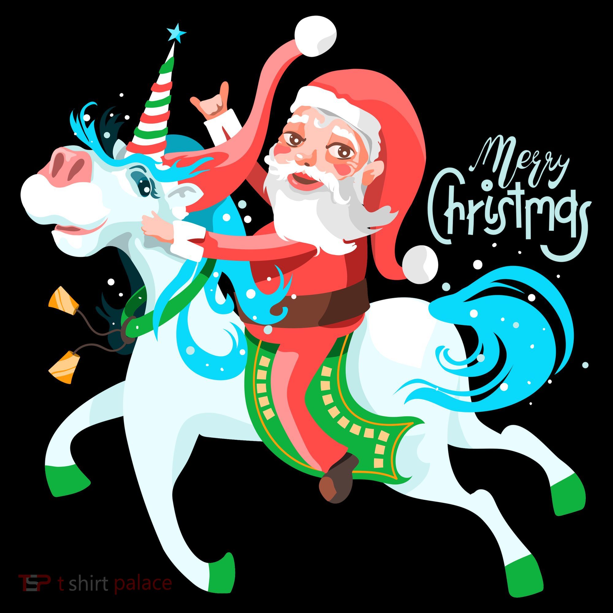 Santa Rocker Unicorn Button
