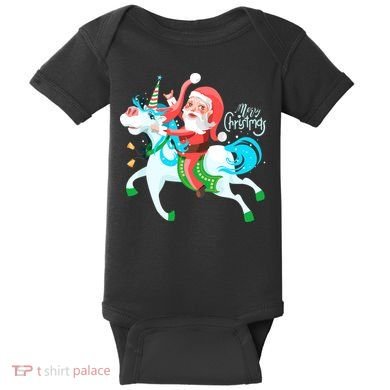 Santa Rocker Unicorn Baby Bodysuit
