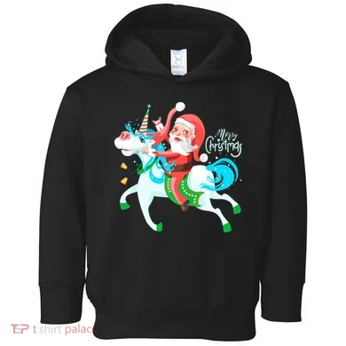 Santa Rocker Unicorn Toddler Hoodie