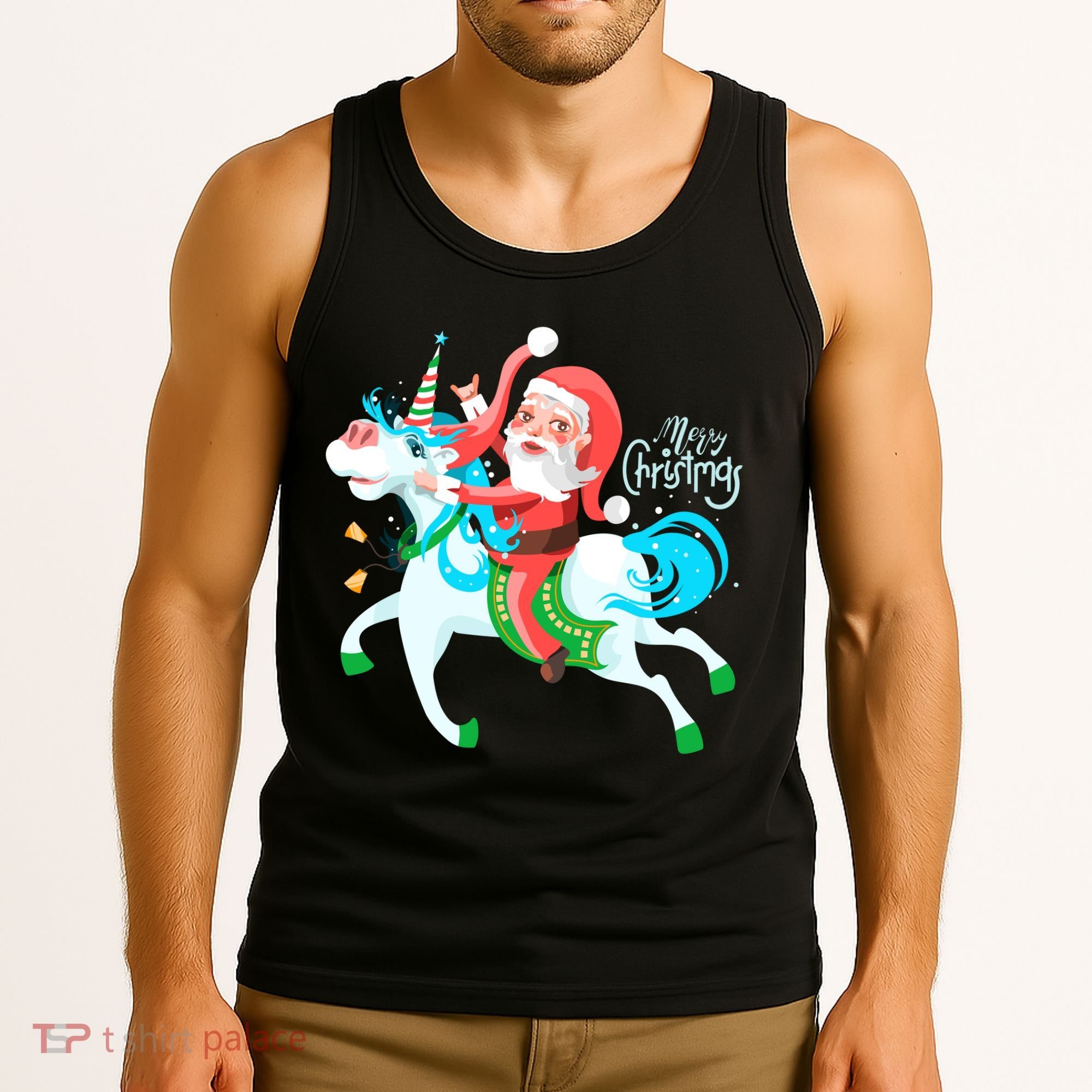 Santa Rocker Unicorn Tank Top
