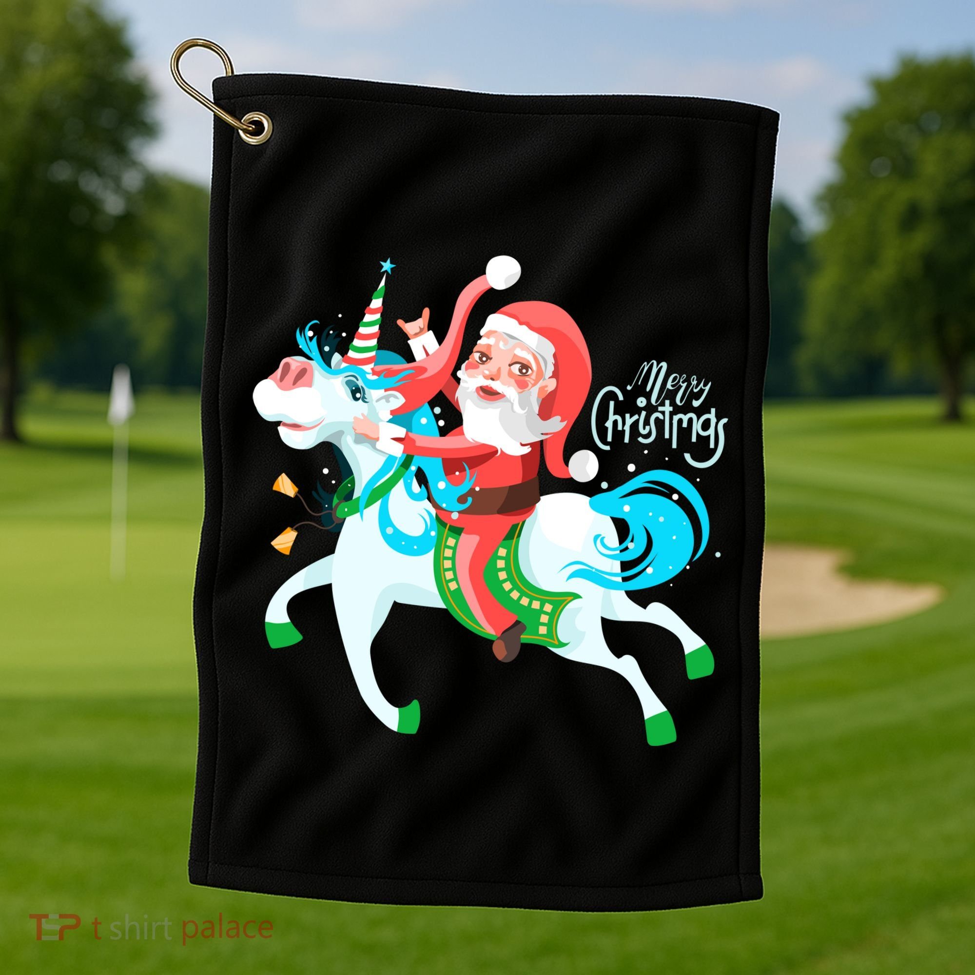 Santa Rocker Unicorn Golf Towel