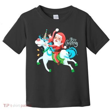 Santa Rocker Unicorn Toddler T-Shirt