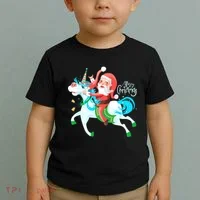 Santa Rocker Unicorn Toddler T-Shirt thumb 2