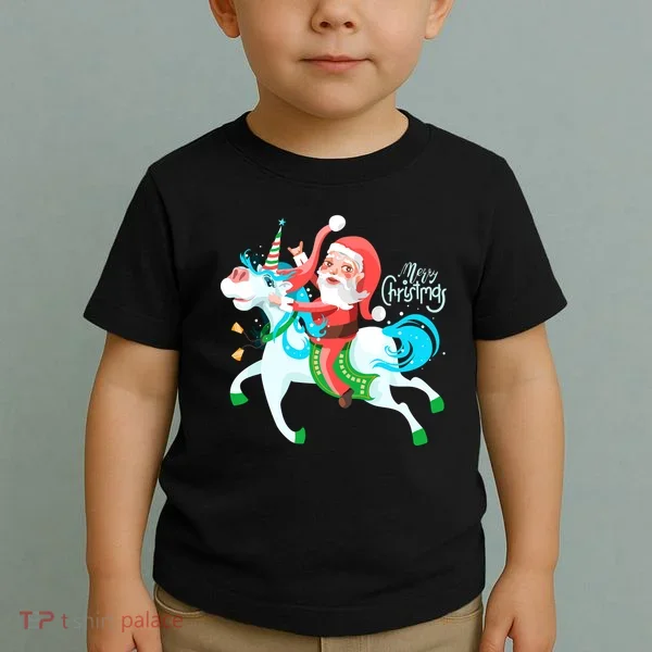 Santa Rocker Unicorn Toddler T-Shirt