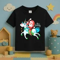 Santa Rocker Unicorn Toddler T-Shirt thumb 3