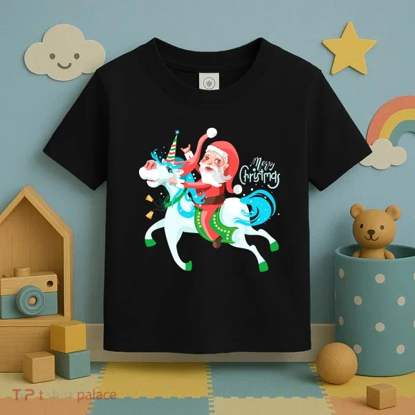 Santa Rocker Unicorn Toddler T-Shirt