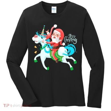 Santa Rocker Unicorn Women's Long Sleeve Shirt