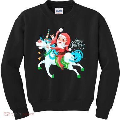 Santa Rocker Unicorn Kids Sweatshirt