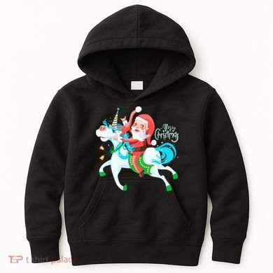 Santa Rocker Unicorn Kids Hoodie
