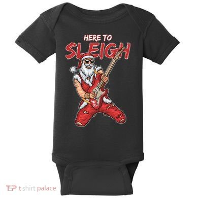 Santa Rocks Here To Sleigh  Baby Bodysuit