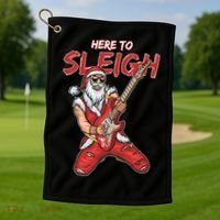 Santa Rocks Here To Sleigh  Golf Towel thumb 1