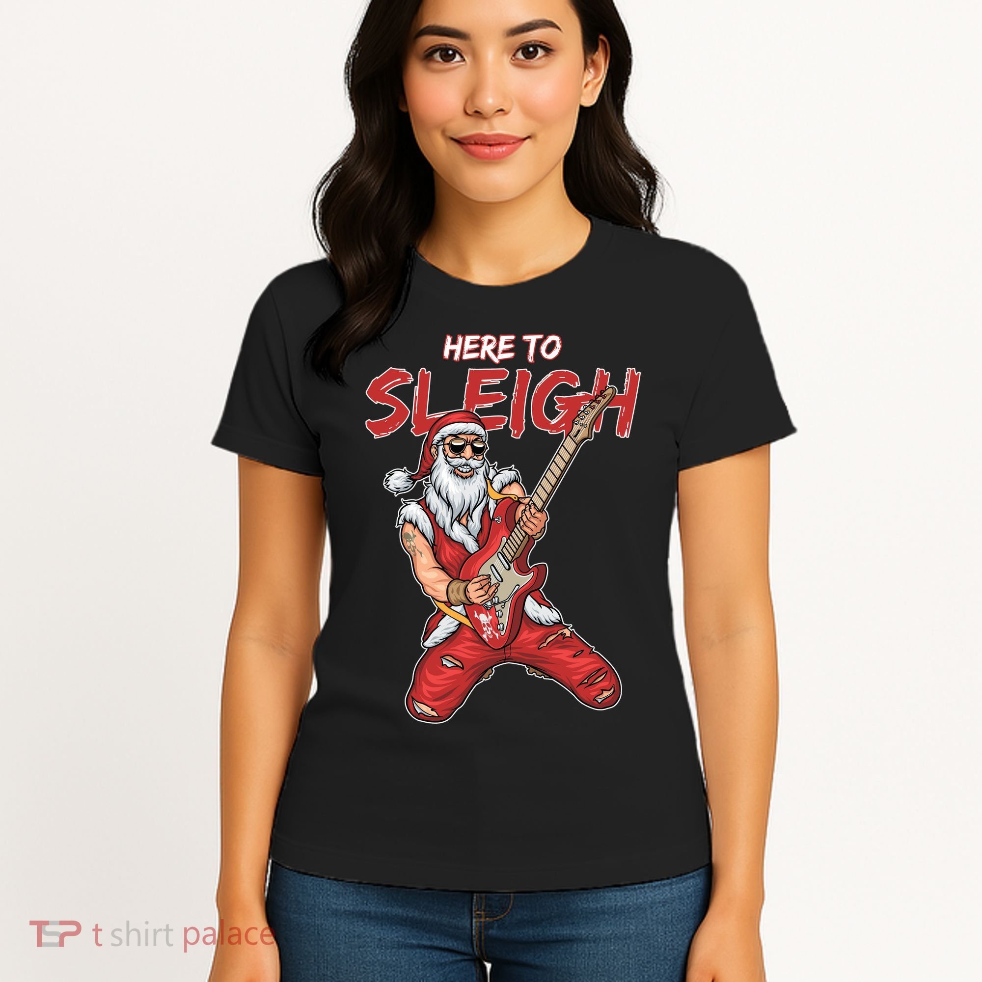 Santa Rocks Here To Sleigh  Women's T-Shirt
