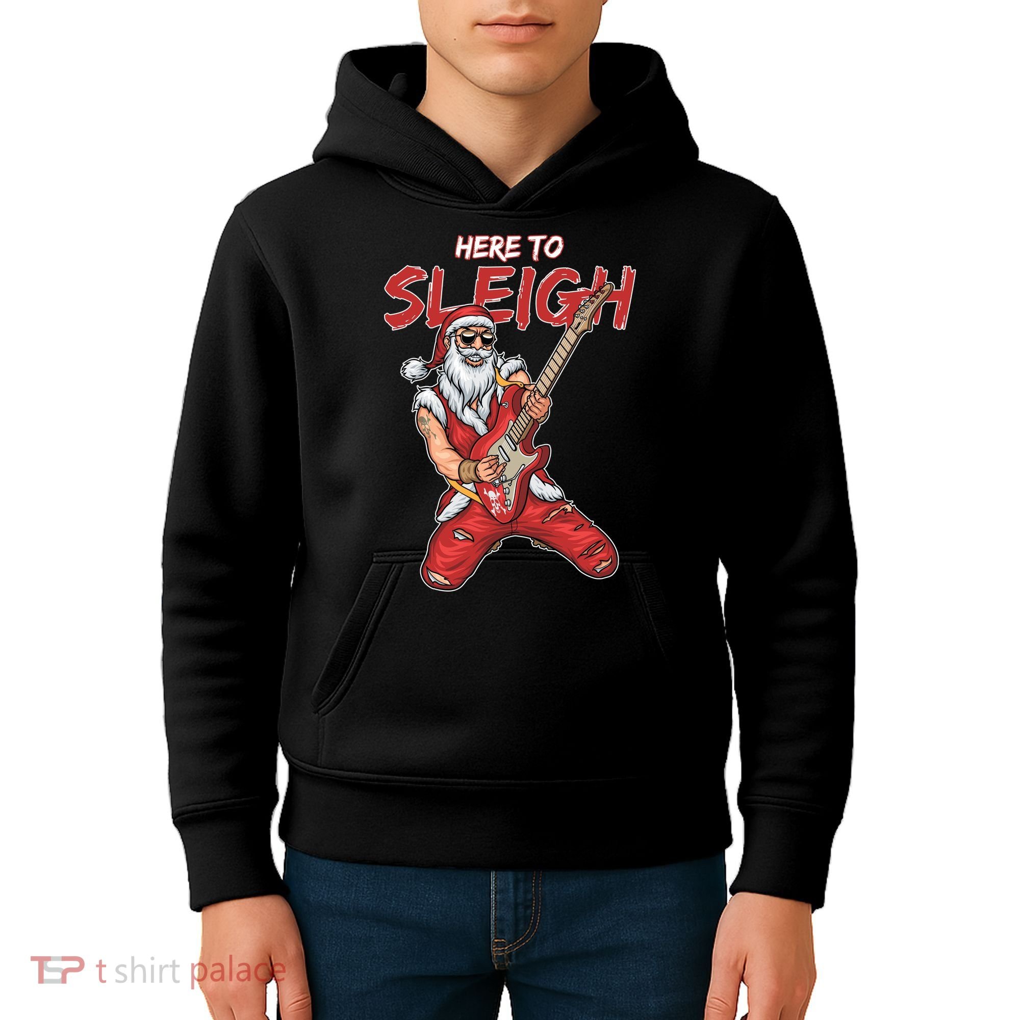 Santa Rocks Here To Sleigh  Kids Hoodie