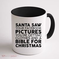 Santa Saw Your Facebook Pictures Christmas Coffee Mug thumb 1