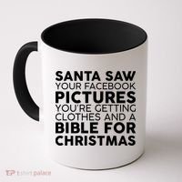 Santa Saw Your Facebook Pictures Christmas Coffee Mug thumb 0