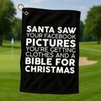 Santa Saw Your Facebook Pictures Christmas Golf Towel thumb 1