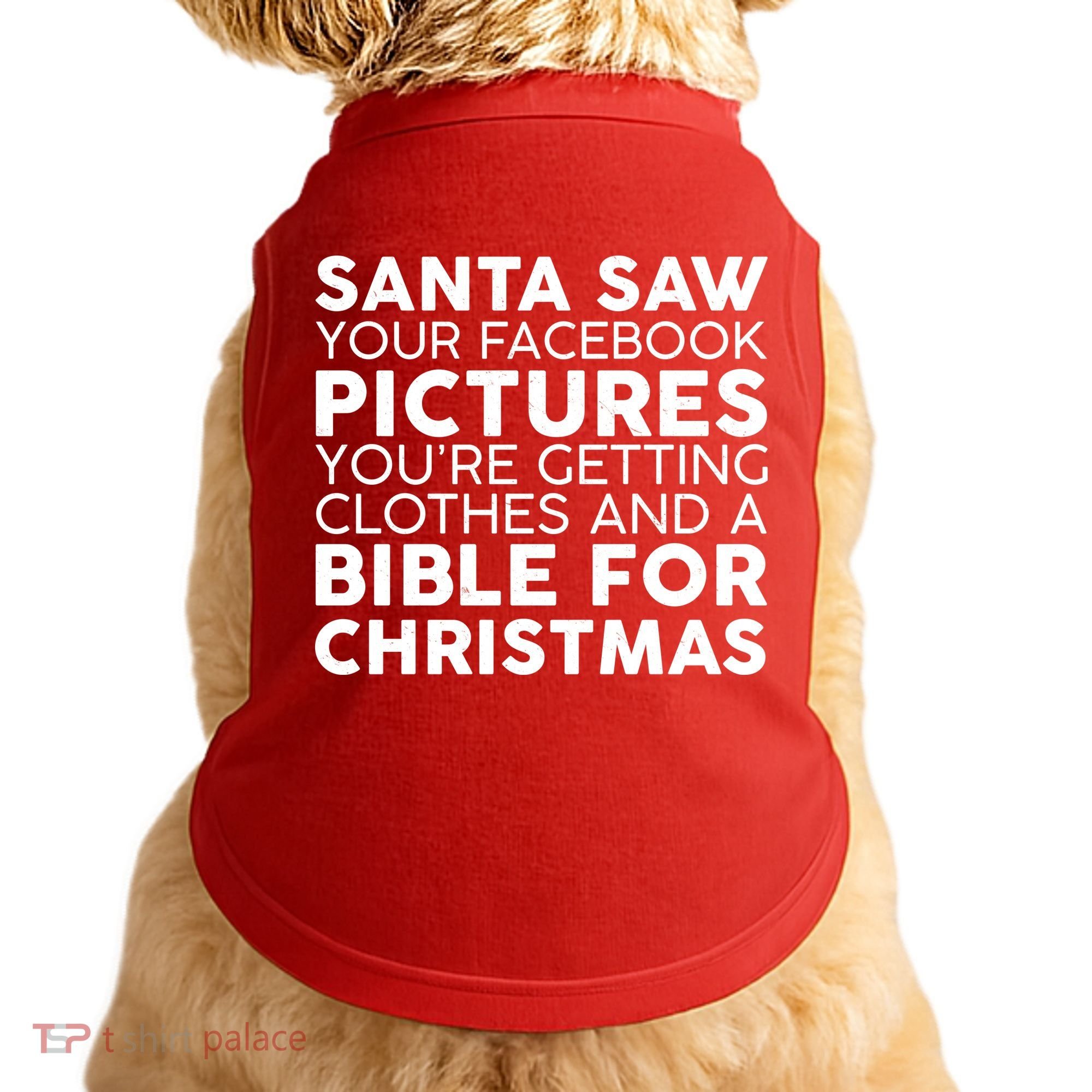 Santa Saw Your Facebook Pictures Christmas Doggie Tank