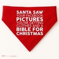 Santa Saw Your Facebook Pictures Christmas USA-Made Doggie Bandana thumb 0