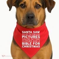 Santa Saw Your Facebook Pictures Christmas USA-Made Doggie Bandana thumb 1