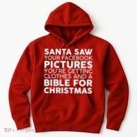 Santa Saw Your Facebook Pictures Christmas Hoodie thumb 0