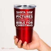 Santa Saw Your Facebook Pictures Christmas Tumbler thumb 2