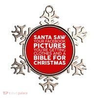 Santa Saw Your Facebook Pictures Christmas Ornament thumb 0