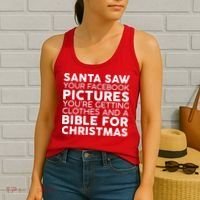 Santa Saw Your Facebook Pictures Christmas Women's Tank Top thumb 2