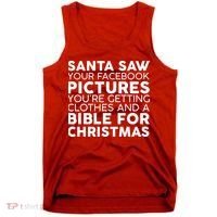 Santa Saw Your Facebook Pictures Christmas Tank Top thumb 0
