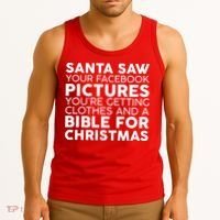 Santa Saw Your Facebook Pictures Christmas Tank Top thumb 3