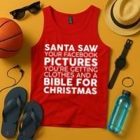 Santa Saw Your Facebook Pictures Christmas Tank Top thumb 4
