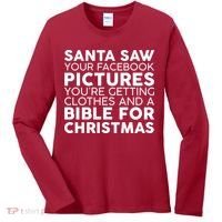 Santa Saw Your Facebook Pictures Christmas Women's Long Sleeve Shirt thumb 0