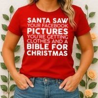 Santa Saw Your Facebook Pictures Christmas Women's T-Shirt thumb 2